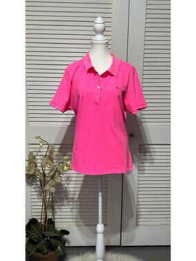NWT Vineyard Vines Women's Hot Pink Cotton Classic Polo Shirt Size L 3583